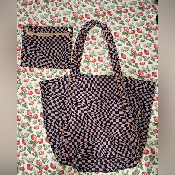 BAGGU Handbags - BAGGU Trippy Checker Indigo Nylon Cloud Shoulder Bag